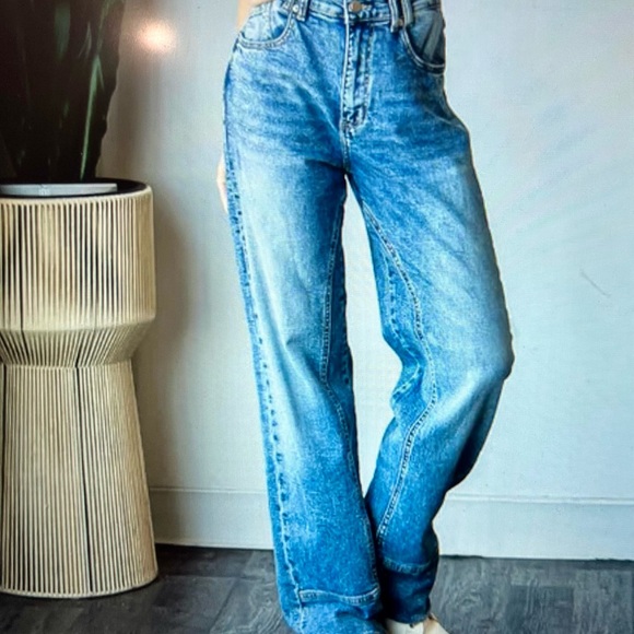 Oli & Hali Blue Flare Wide Leg Denim - Picture 1 of 5